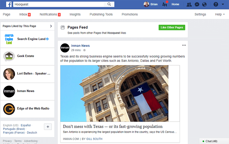 Facebook Business Pages Feed