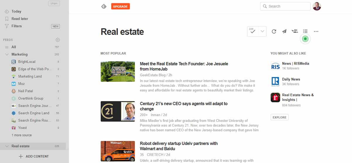 Feedly Real Estate Feed Example