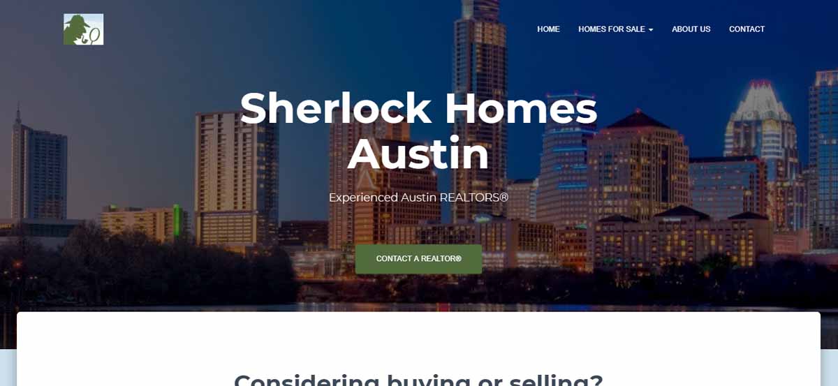 Sherlock Homes Austin homepage