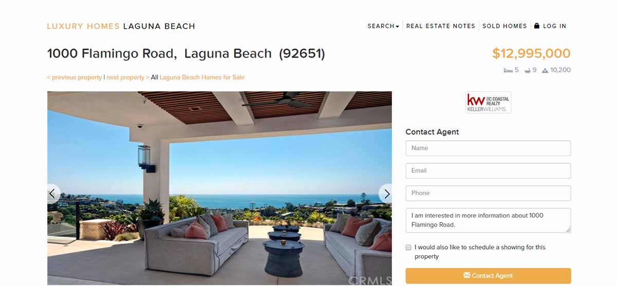 Example Zurple Website Luxury Homes Laguna Beach