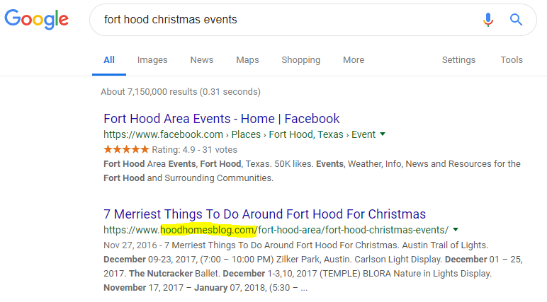 Christmas event keywords