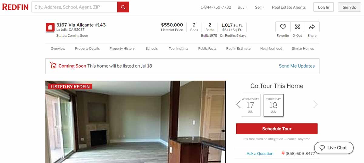 Redfin Coming Soon page