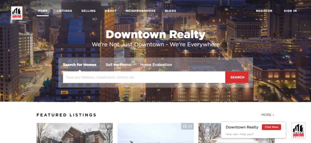 chime website example downtown realty