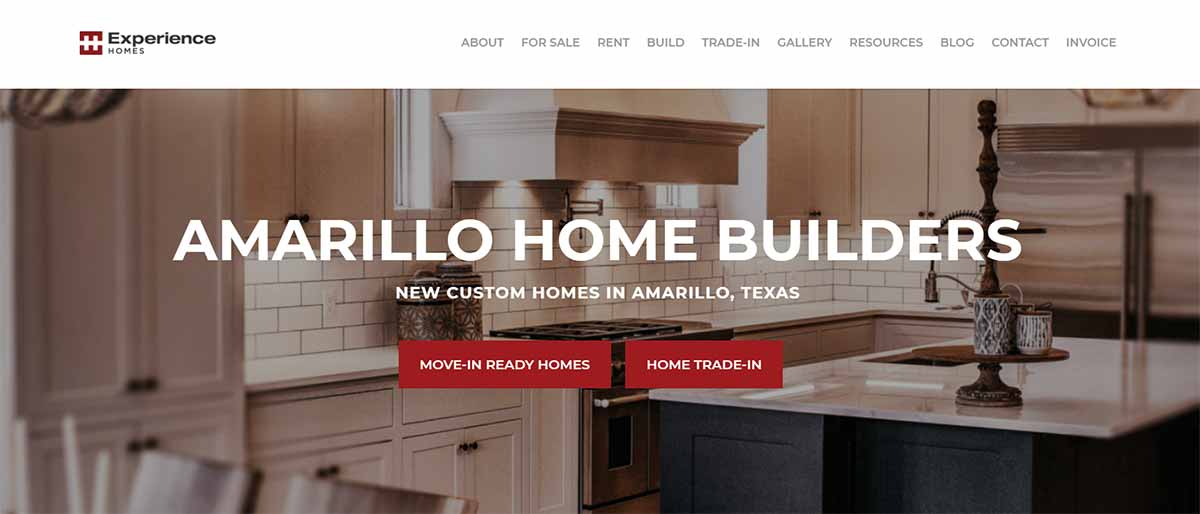 experience homes homepage
