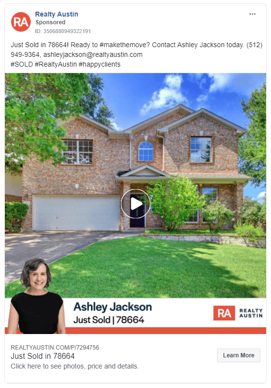 just sold realty austin facebook ad