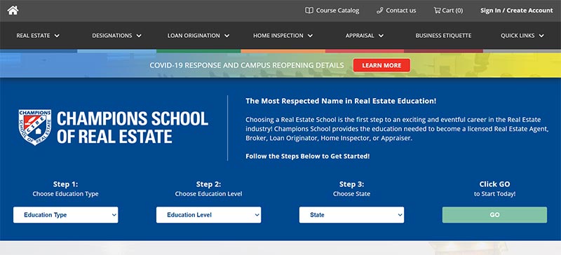 champions school of real estate homepage 2021
