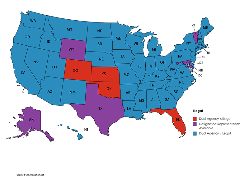 dual agency laws by state map 2021