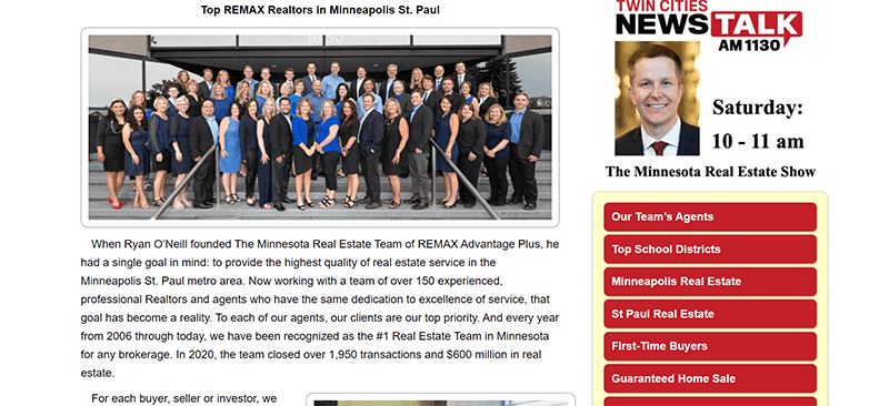 the minnesota real estate team bio example