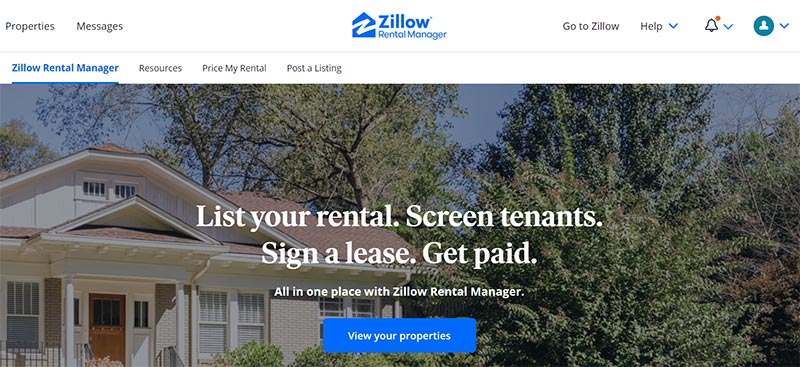 Zillow rental manager homepage 2021