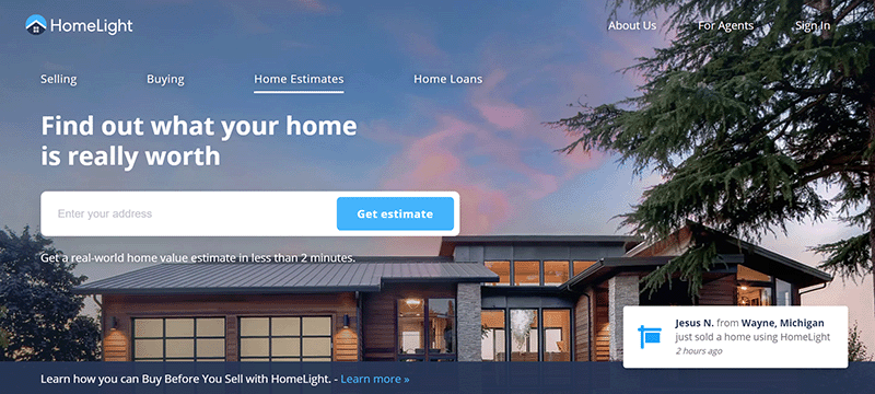 homelight home valuation landing page