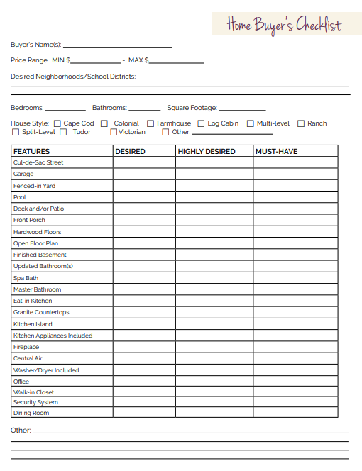 homebuyer checklist