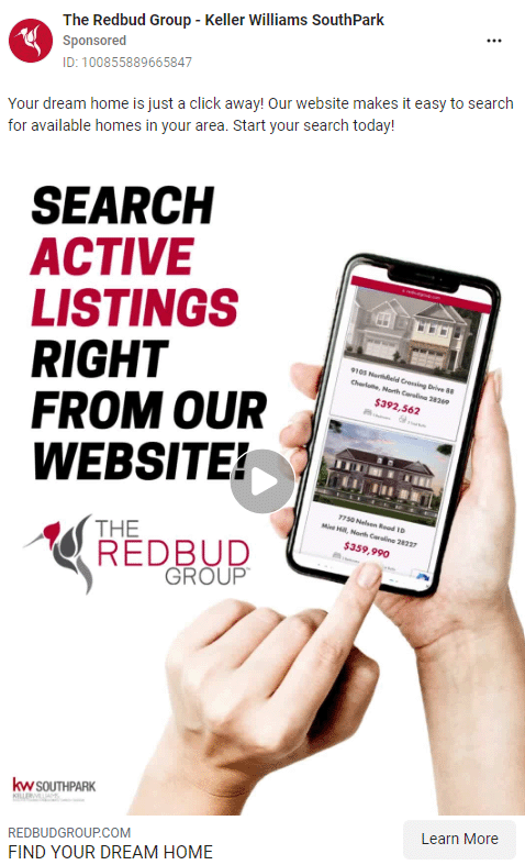 redbud group facebook ad example 2023